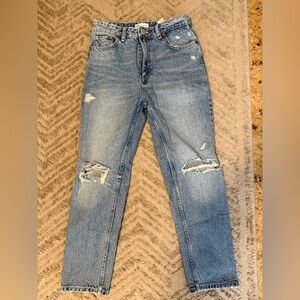 Zara Light Blue Distressed Boyfriend Jeans